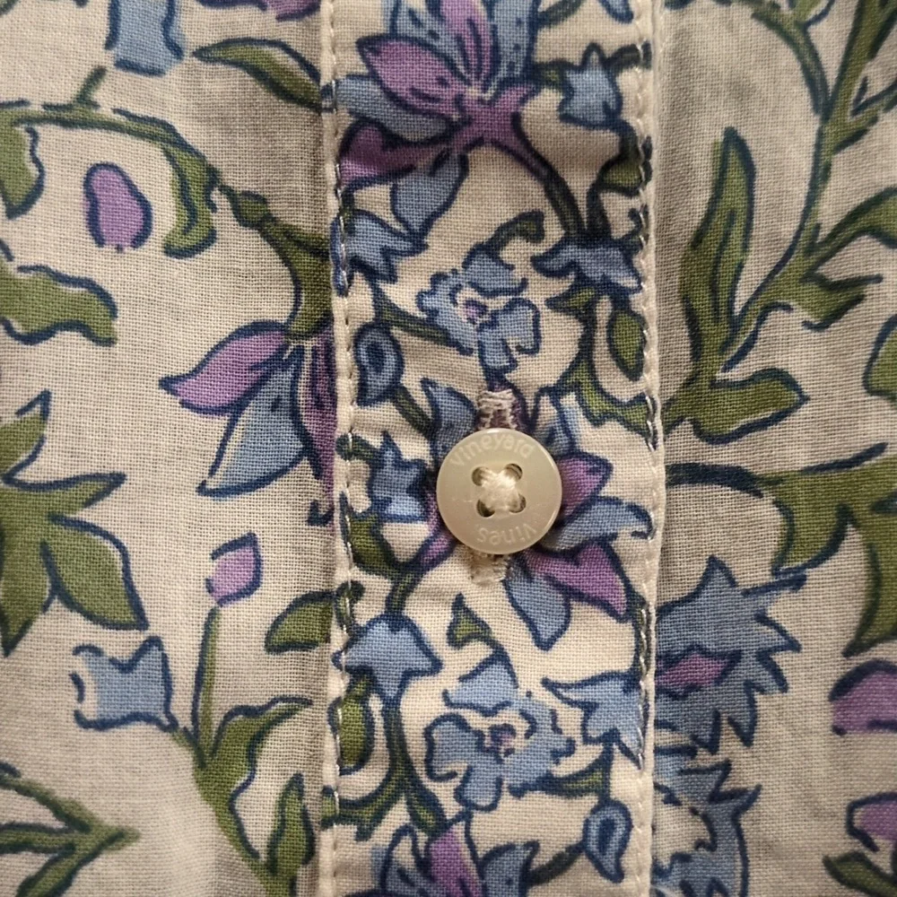 Vineyard Vines Cotton Floral Long Sleeve Top Size 16 - Picture 7 of 11